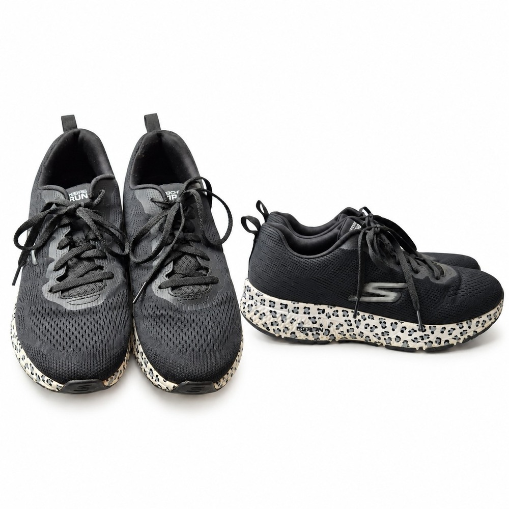 SKECHERS GOrun Consistent Animal Print Running Sneaker Women Sz 10 Black Stretch